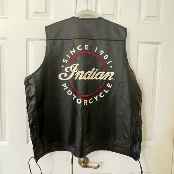 NWT Indian Motorcycle Black Leather Moto Westetn Vest - Picture 10 of 15